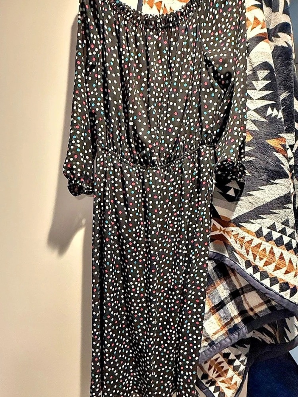 Nine West Polka Dot Midi Dress in Black & White